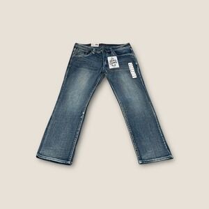 NWT Axe Crown Classic Straight Jeans Mens 34W 30L Gateway Wash Embroidered Denim